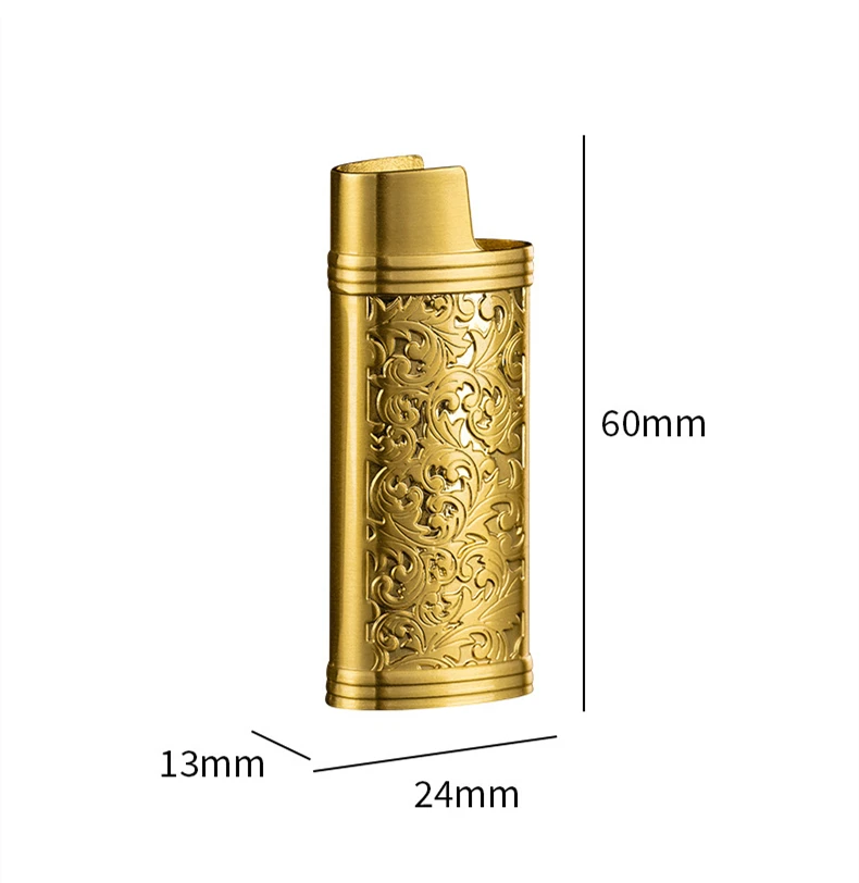 Vintage Arabesque Bic J5 Lighter Case Metal Armor 60mm BIC Lighters Cover Metal Case Plastic Lighter Protection Case