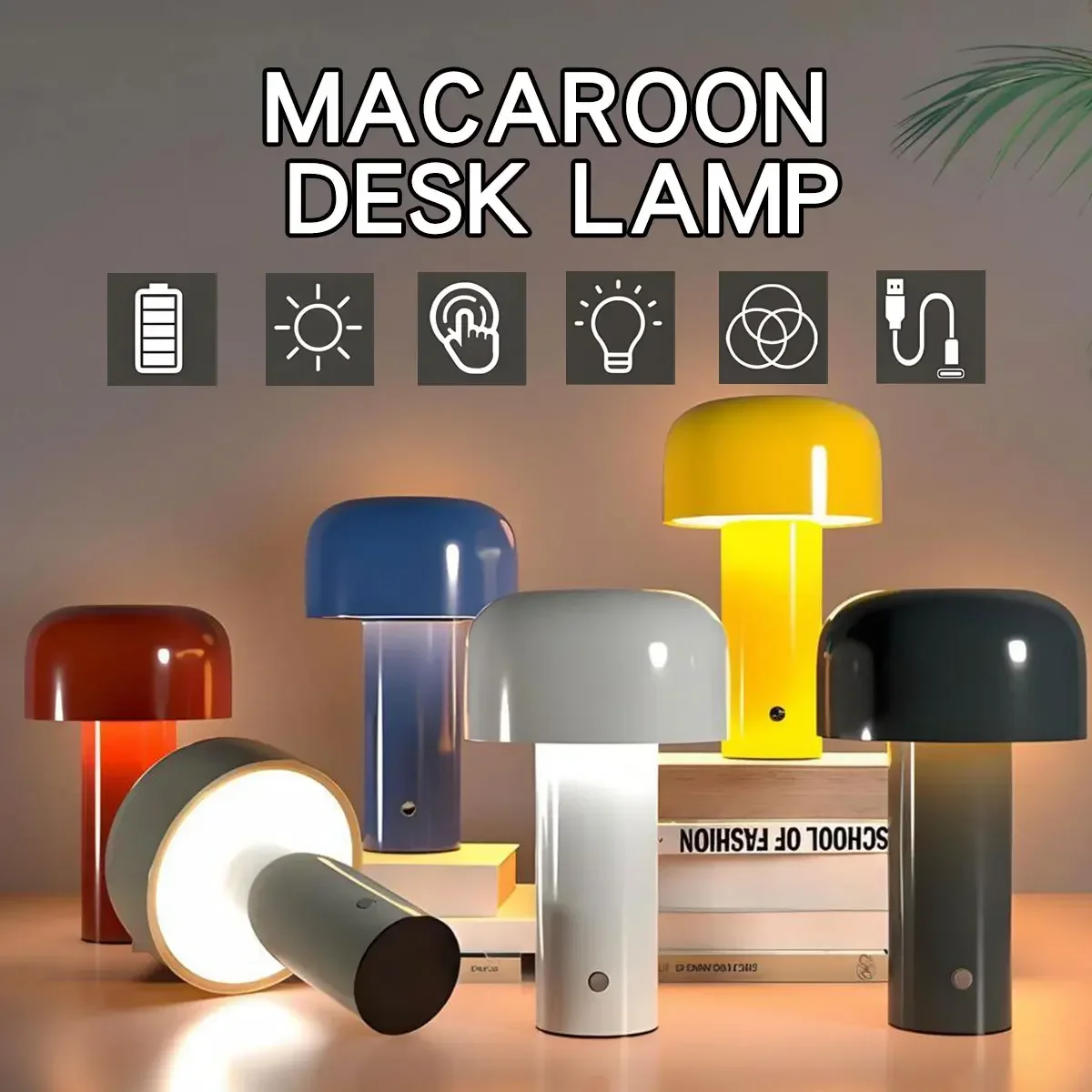 

Mini Desktop Sunset Night Lamp Creative USB Rechargeable Mushroom Style Led Night Light for Coffee Bar Home Decor Bedroom