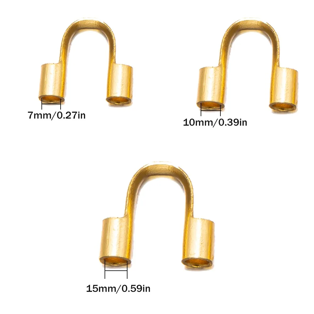 50pcs Stainless Steel Gold Color Wire Protectors Guard Guardian Protectors Loops U Shape Clasps Connector For Jewelry Making