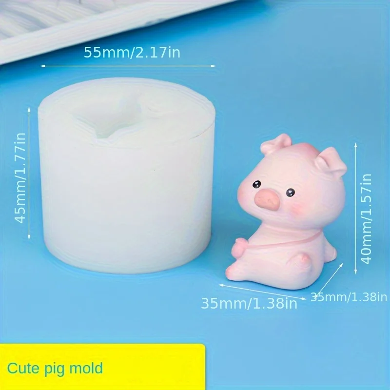 4pcsCute Pig Mold with Different Shapes，Silicone Mold Set Animal Shape，Soft and Elastic，Perfect for Resin、Wax and Clay Making
