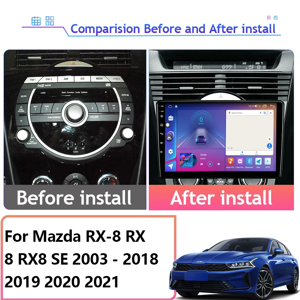 Android 13 For Mazda RX-8 RX 8 RX8 SE 2003 - 2018 2019 2020 2021 Car Multiemdia Player Radio Carplay GPS IPS Monitor TV 5G WIFI