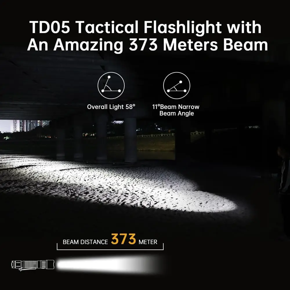 Wurkkos TD05 18650 Self Defense EDC Light Rechargeable Tactical Flashlight 1800LM LED Lamp IP68 Outdoor Lighting Dual Switch