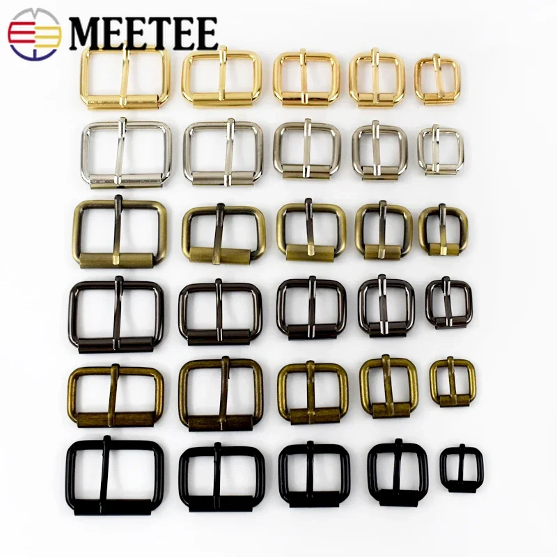 5Pcs Meetee 13-38mm Metal Buckles For Belt Shoes Bag Strap Webbing Slider Adjust Roller Pin Buckle DIY Leather Craft