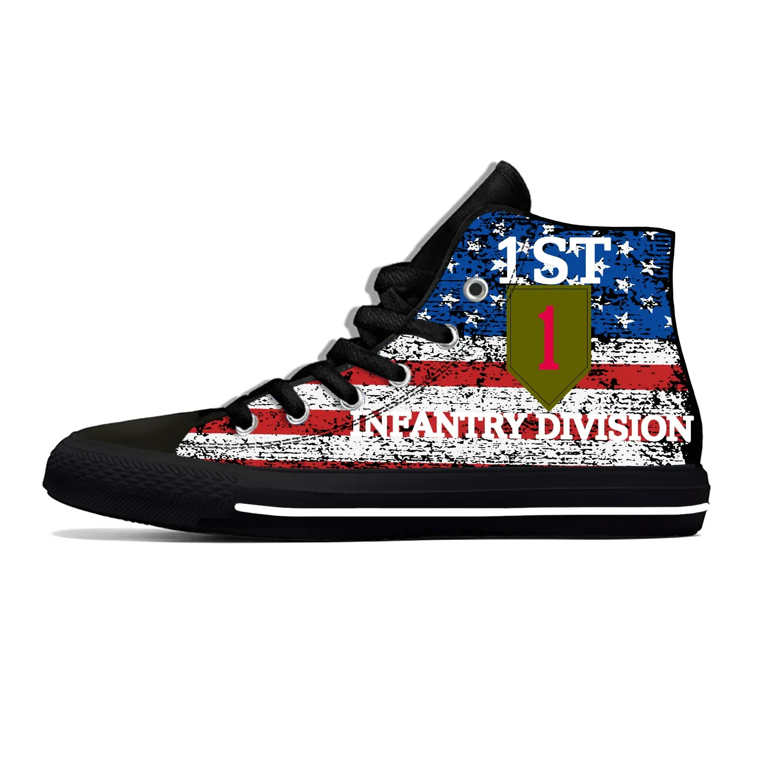 1ST Infantry Division High Top Sneakers Mens Womens Teenager Casual Shoes Canvas Running Shoes 3D Print Lightweight shoe