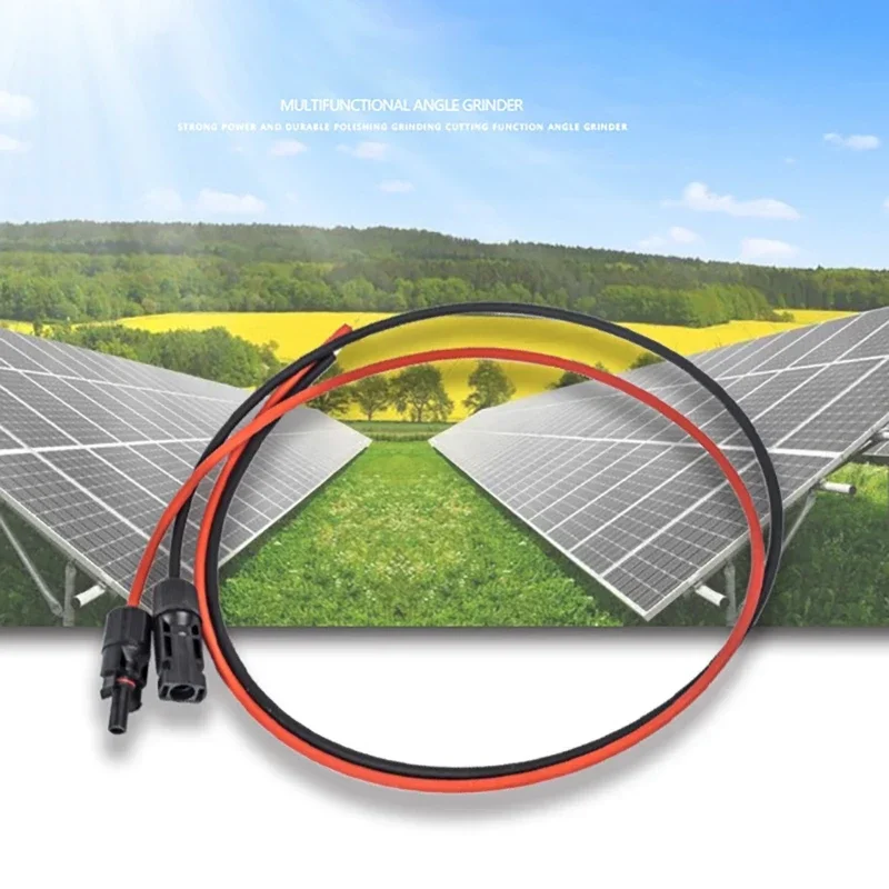 Solar Panel Extension Cable 2m Black and Red Tinned-Copper Wire Cables with PV DC Connectors Plug IP68 1500V Rated Voltage