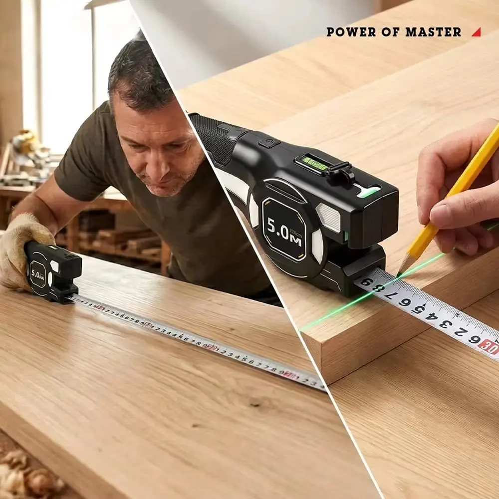 Sturdy Construction Laser Tape Measure Rechargeable Retractable Laser Rangefinder Green Laser Level High Precision Laser Level