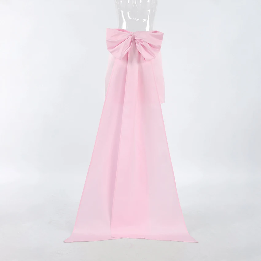 Saia feminina com busto reto, rosa francês, saia grande com arco princesa, moda feminina, novo estilo, primavera