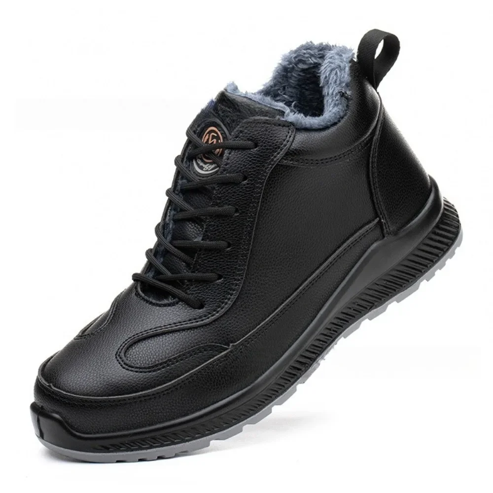 أحذية حماية العمل القطيفة لأحذية العمل الشتوية للرجال مضادة للتحطيم ومضادة للثقب من الجلد المصنوع من الألياف الدقيقة