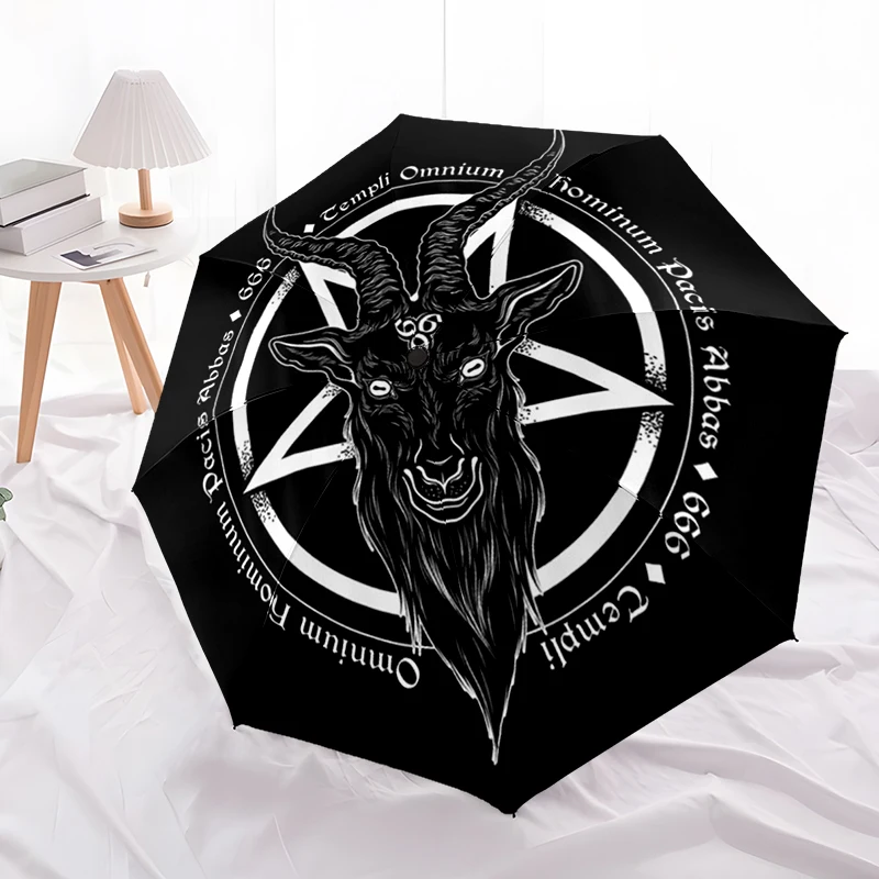 Satanic Goat Head Umbrella, Lightweight & Portable, 8-Rib Iron Frame, Perfect for Outdoor Travel, Home Accessory, Christmas Gift
