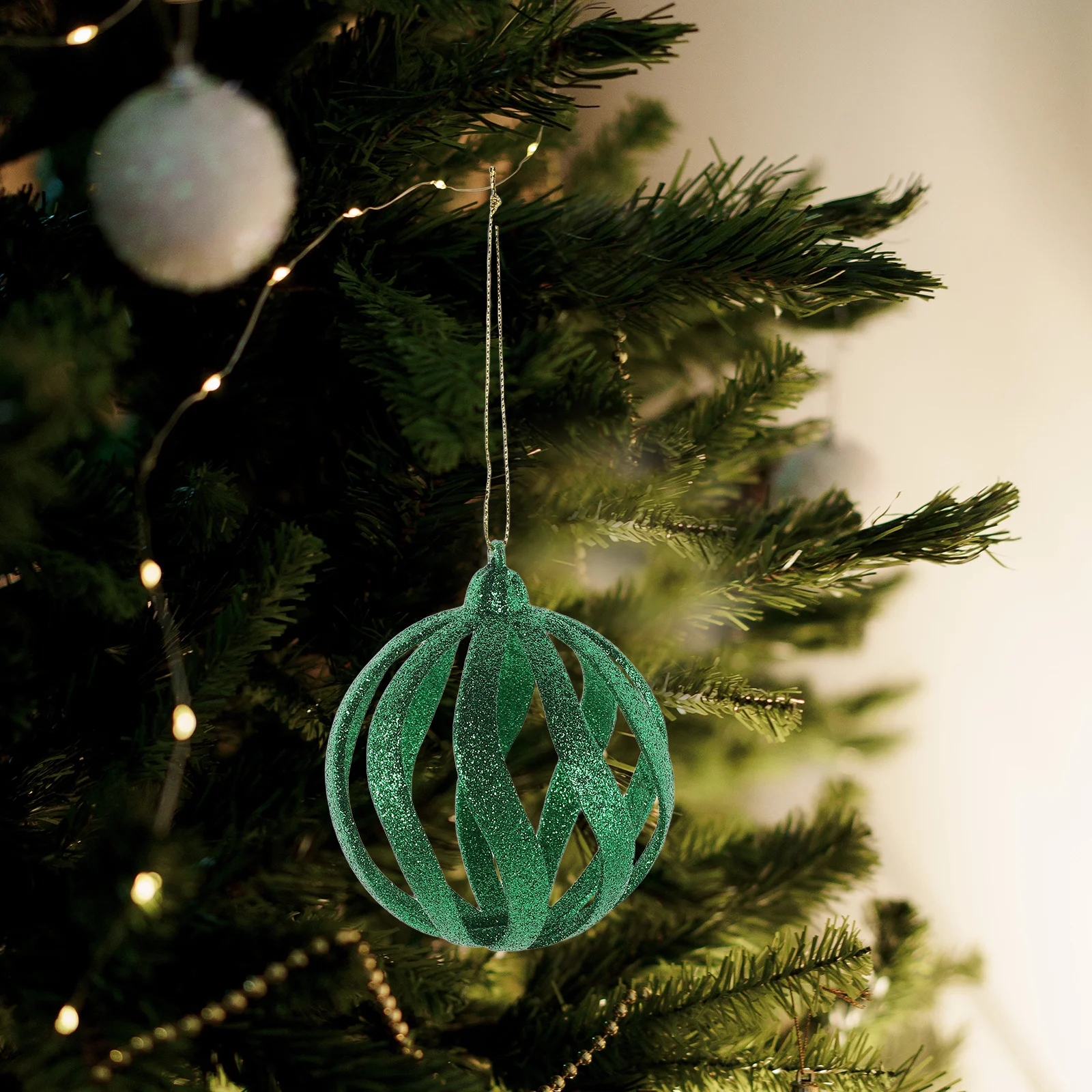 

6Pcs Christmas Hanging Ornaments Glitter Plastic Balls Xmas Tree Baubles Holiday Wedding Party Decorations Christmas Balls