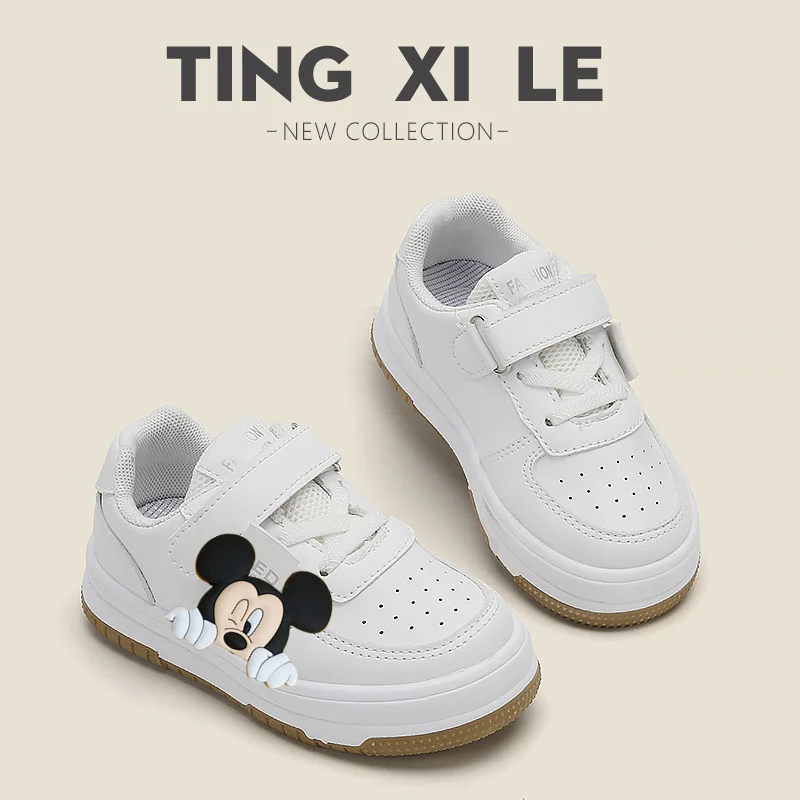

Повседневная обувь для девочек Minnie Mouse, новинка 2026 года, весенне-осенние детские кроссовки, низкие кеды, водонепроницаемые кроссовки для мальчиков и малышей