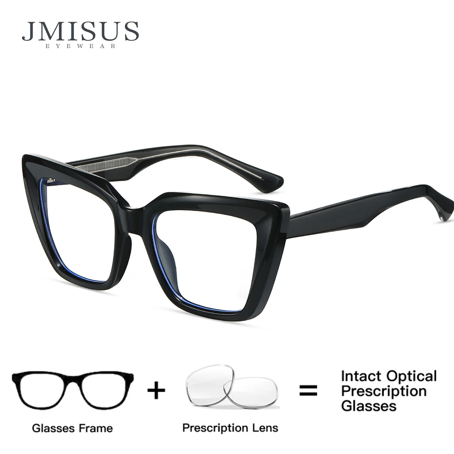 

Очки JMISUS 2026 ручной работы из ацетата, в форме кошачьего глаза, для женщин, с защитой от синего света, мультифокальные, по рецепту, в форме бабочки