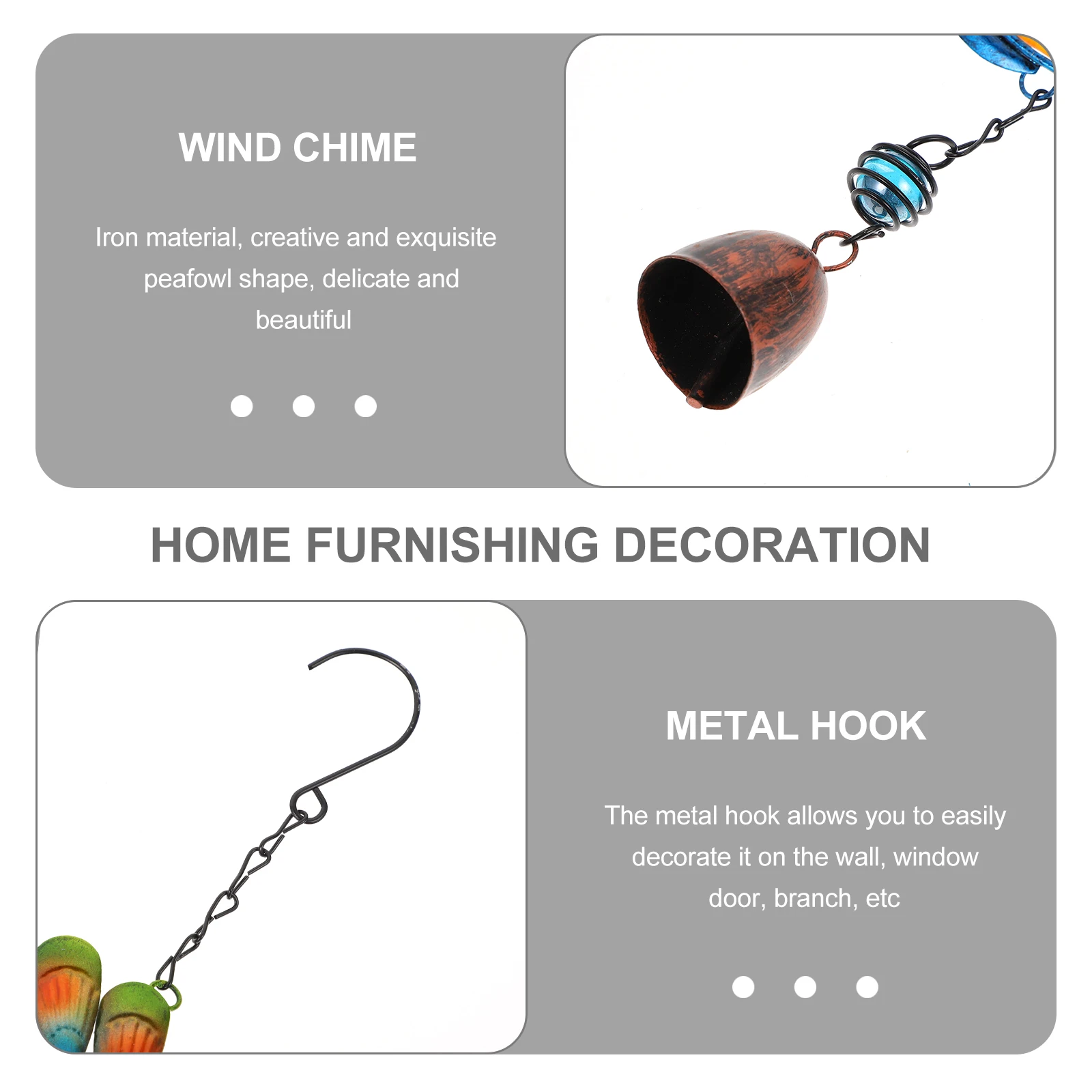 

1Pcs Peafowl Wind Chime Iron Art Creative Hanging Bell Garden Decor Window Backyard Decoration Indoor Outdoor Peafowl Wind Chime