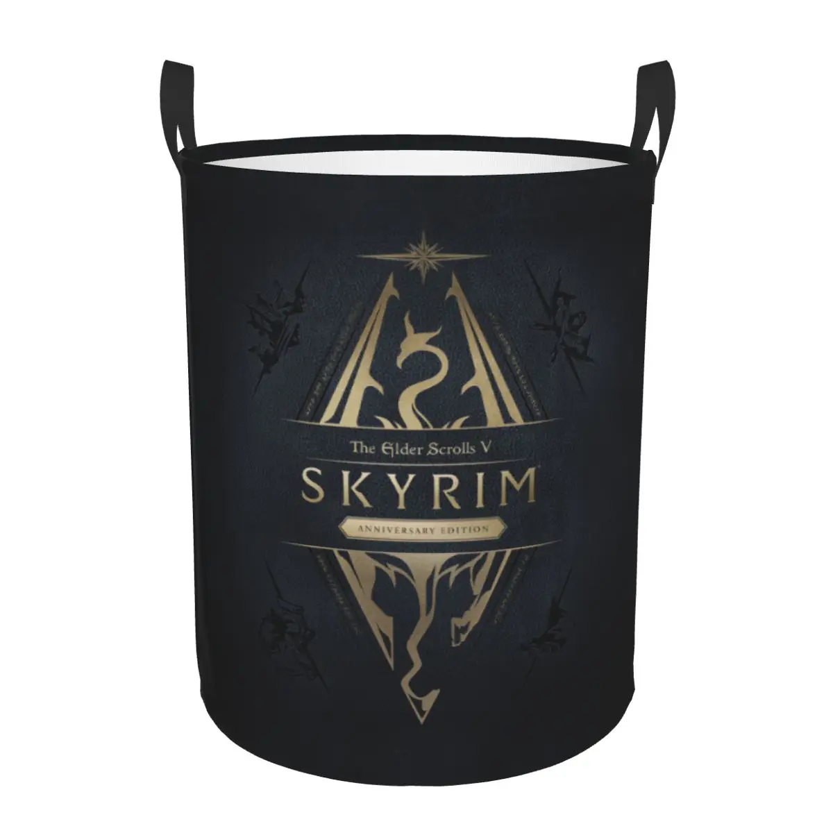 Özel Skyrim Logo çamaşır sepeti Katlanabilir video oyunu Hediye Bebek Sepeti Kreş Oyuncaklar Organizatör Eşya Kutuları