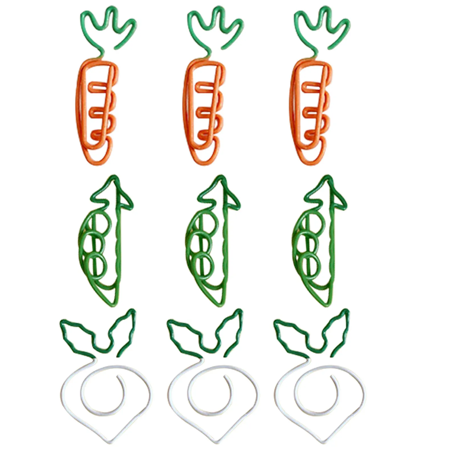 9 graffette per cartoni animati graffette in metallo a forma di carota carine per forniture per l'organizzazione di file di documenti per ufficio, scuola, casa