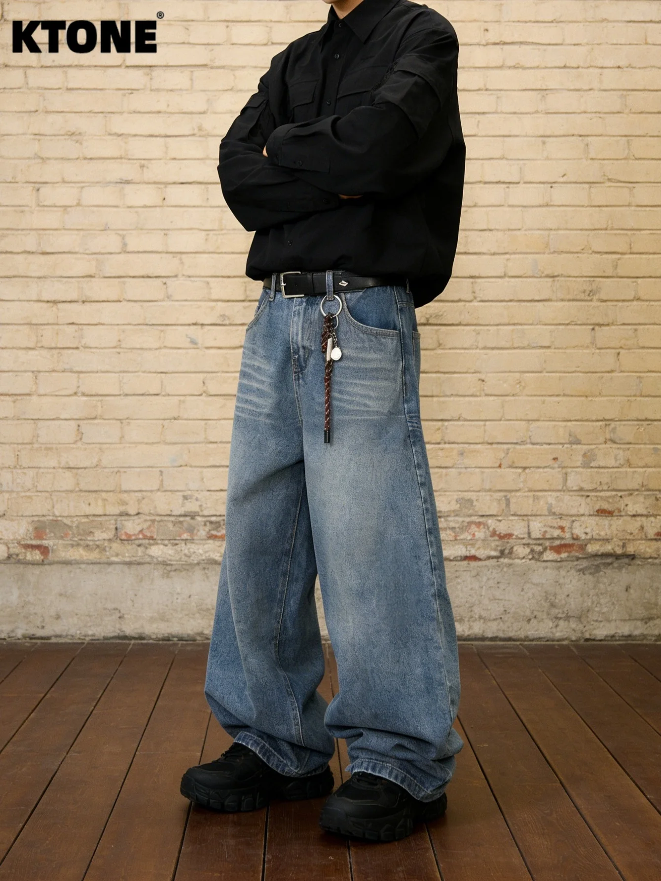 

Современные синие джинсы-багги Y2K для мужчин, оригинальный стиль Drip, повседневные джинсовые брюки, без аксессуаров и ремней