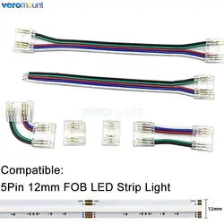5Pin RGBW COB LED Strip Connector for RGBCW RGBWW FOB LED Tape 12mm PCB Fast Connecting Solderless Strip to Strip or Wire Joint