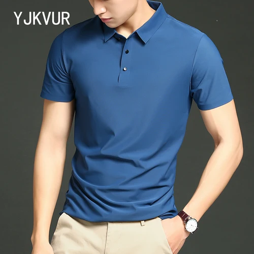 Imagen 1 del producto YJKVUR 2024 novedad de verano, Polo para hombre, camisetas de trabajo informales de 3 botones, camisa de Golf de manga corta de secado rápido, alta calidad de talla grande