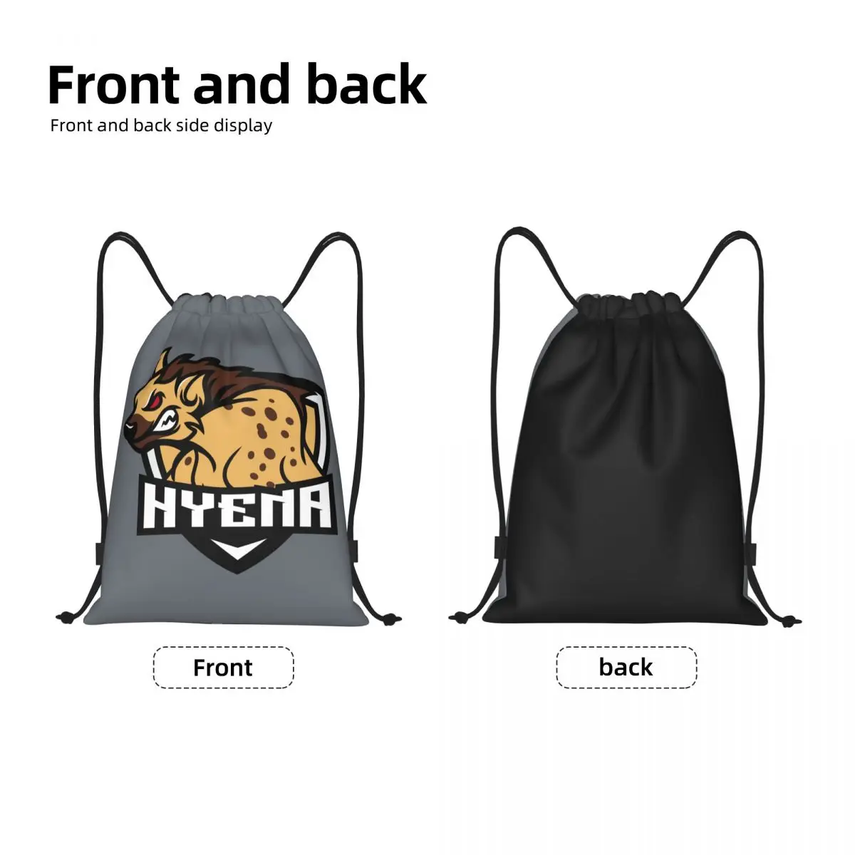 Hyena Logo Drawstring Bags Soccer Backpack Gym Sackpack String Bags for Working Out