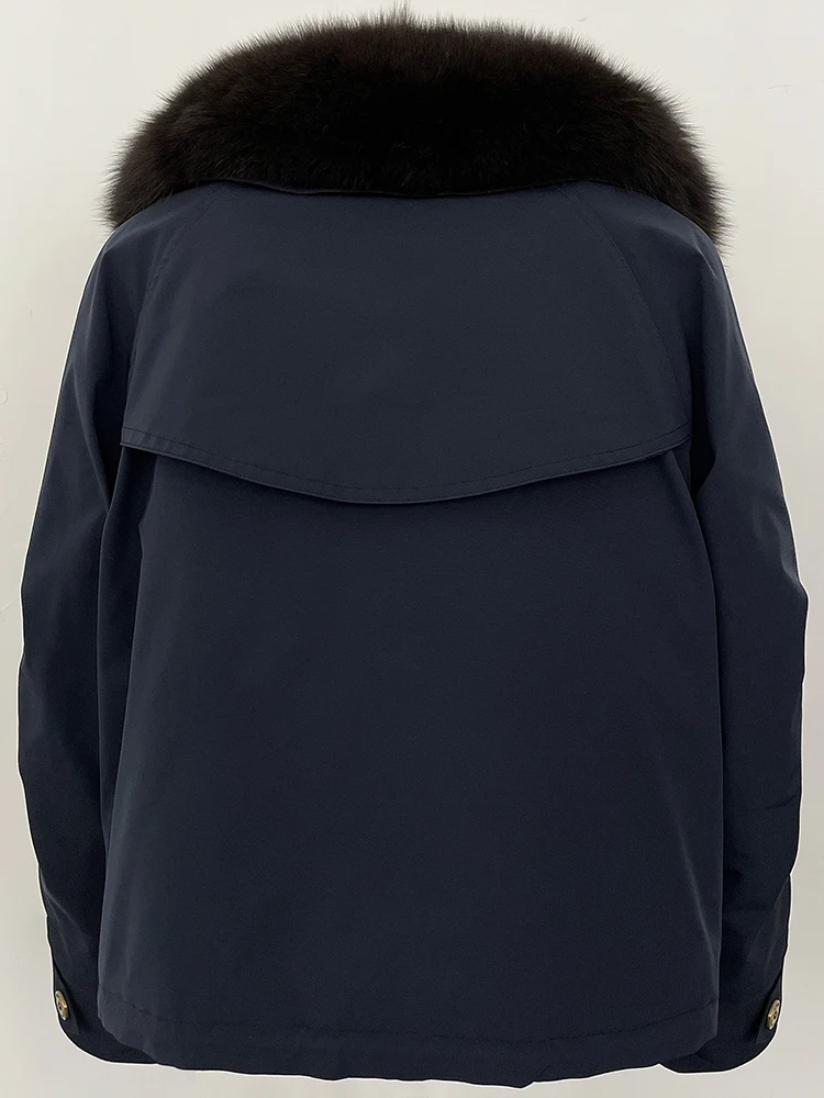 เสื้อผ้าฤดูหนาวใหม่สำหรับผู้หญิง เสื้อแจ็คเก็ตขนเป็ดแท้แฟชั่นแบบสั้น เสื้อโค้ทขนเป็ดสีขาว เสื้อแจ็คเก็ตขนสุนัขจิ้งจอกธรรมชาติสำหรับผู้หญิง