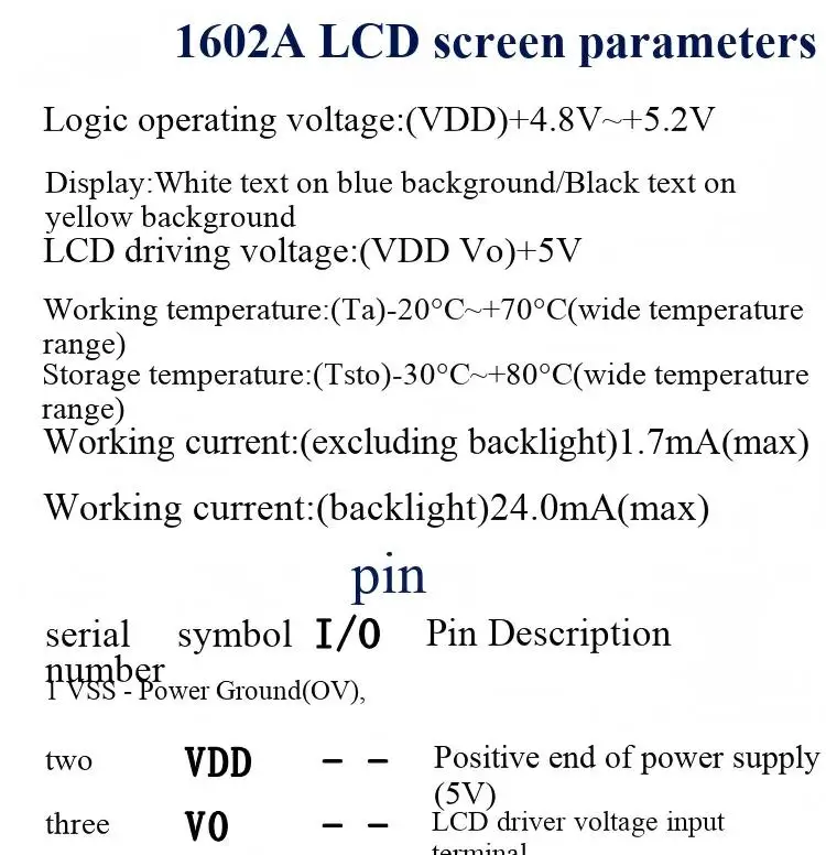 Blau/Gelb-Grüner Bildschirm 1602A/2004A/12864B LCD-Bildschirm 5V LCD mit Hintergrundbeleuchtung IIC/I2C – Detail 2