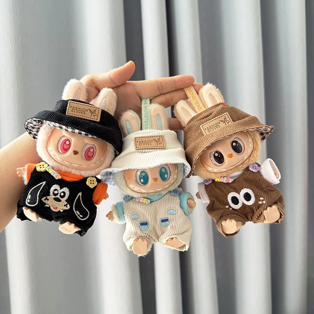 Mini Pluche Pop Kleding Outfit Accessoires Voor Korea Kpop Exo 15-17 cm Labubu Idol V1 V2 zwart overalls Kleding Gift