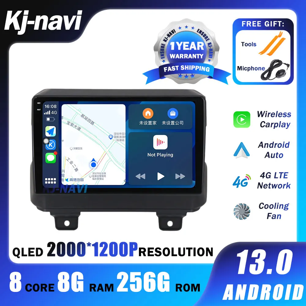 

Автомагнитола для Jeep Wrangler 4 JL 2018-2019, Android 13 QLED Carplay Player, умная детская Bluetooth