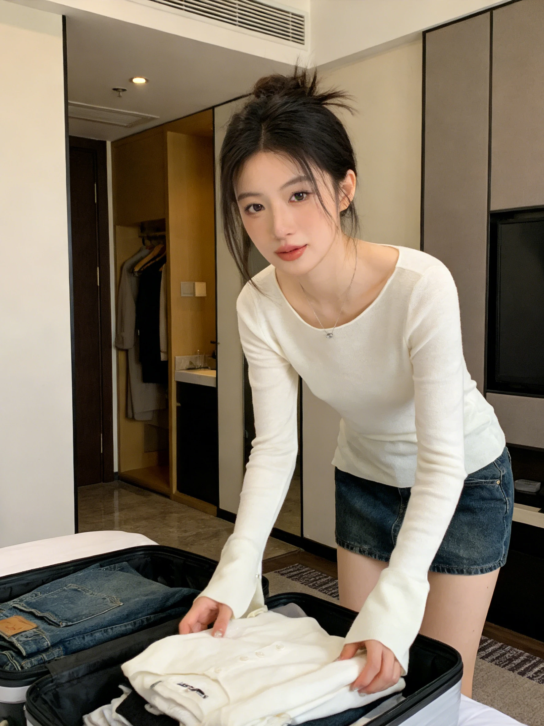 Spring Edition Pearl Split Bell Sleeve Knitted Sweater Women's Fashionable Top Comfortable Midweight Polyester Blend Long Sleeve view 2