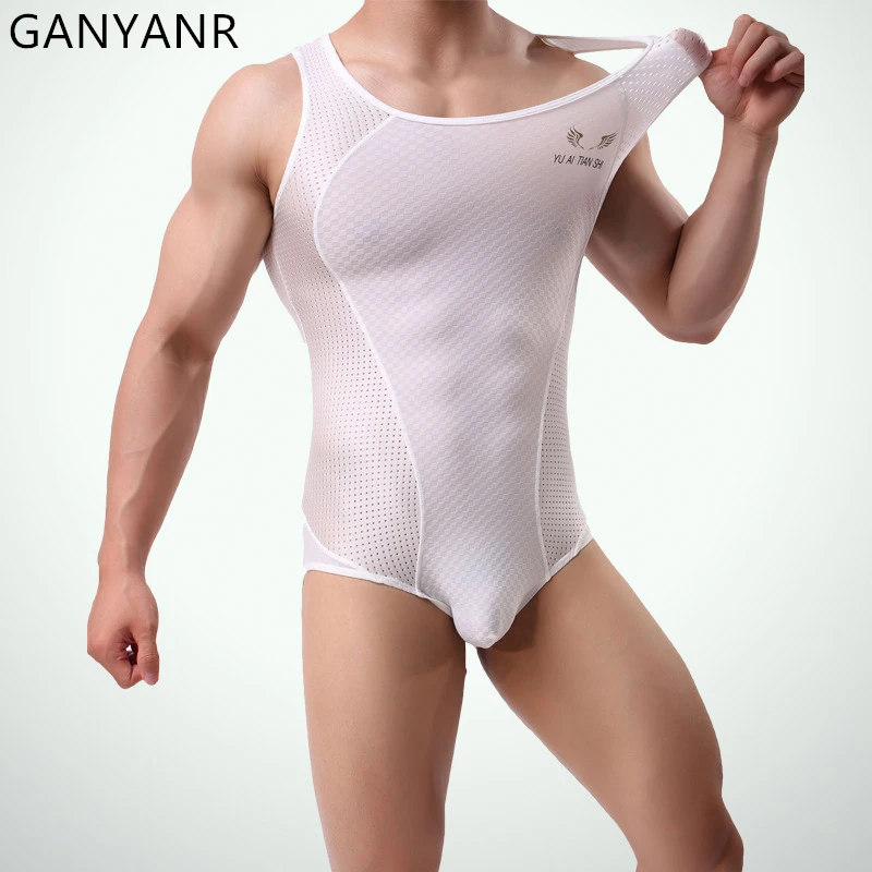 

GANYANR Summer Training Suit Power Lifting Singlet Wrestling Men Sports Set Sportwear Tracksuit Sweatsuit Boxing Fitness Weight