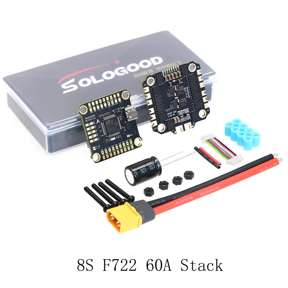 

SoloGood 6S F722 60A Stack / 8S F722 60A Stack / 6S F722 80A Stack / 8S F722 80A Stack Flight Controller & BLHELI_S 4in1 ESC