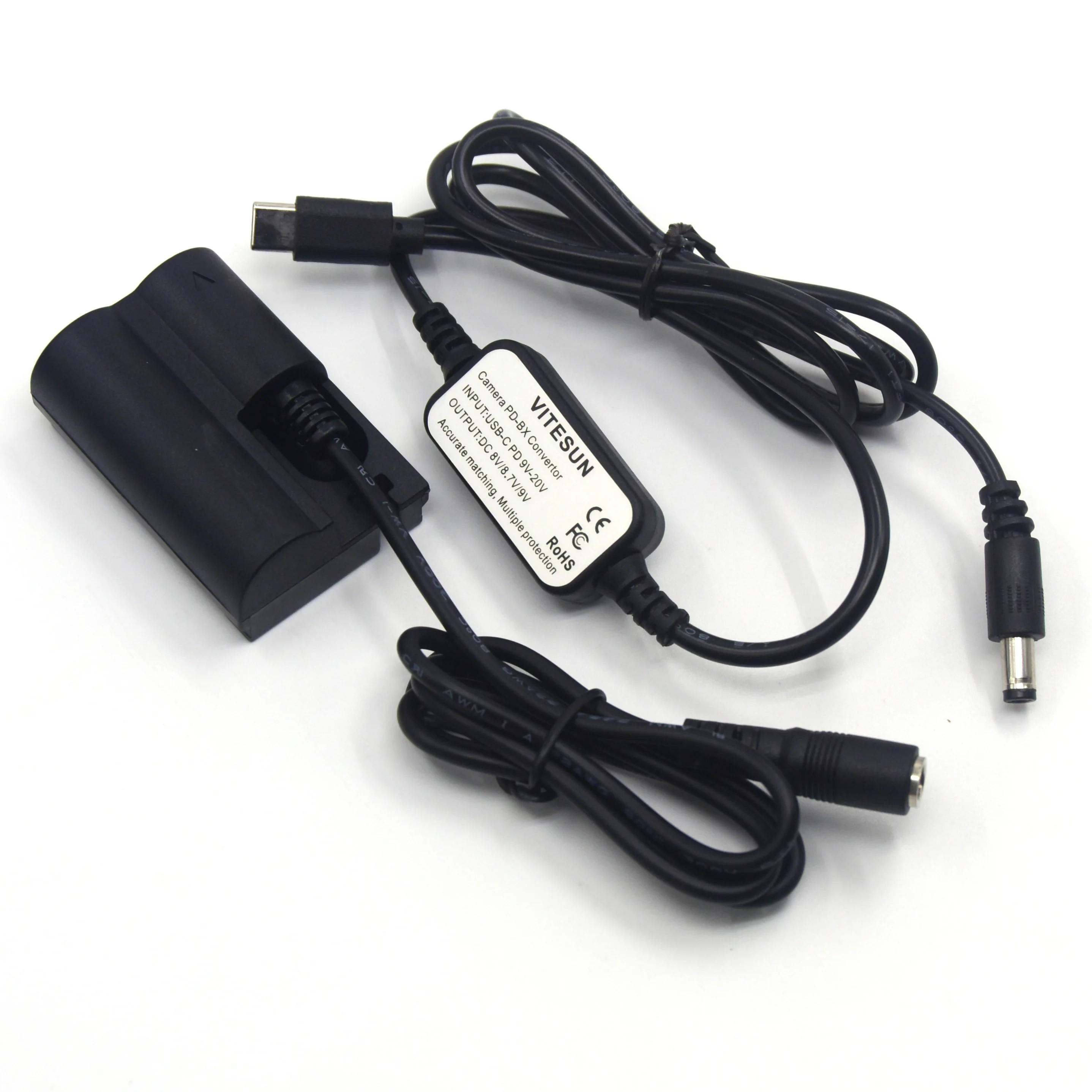 USB نوع C PD كابل محول الطاقة + DR-E2 DR-400 BG-E2/E2N BP-511 بطارية الدمية لكانون EOS 20D 30D 40D 5D 50D D30 D60