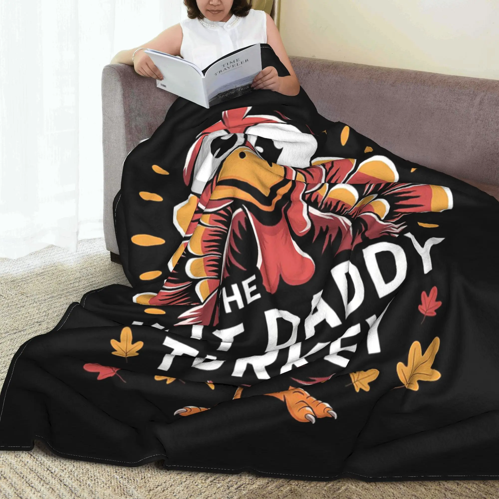 

Thanksgiving The Hot Daddy Turkey Blankets Breathable Flannel Sofa Throw Blanket for Couch Bedding Travel Throws Bedspread Quilt