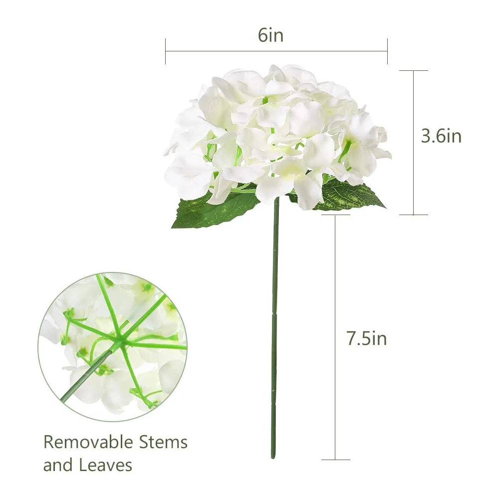 5PCS 15.4In Artificial Hydrangea Silk Flowers Bouquet Stems Faux  for Wedding Centerpieces Party Table Core Home Decor