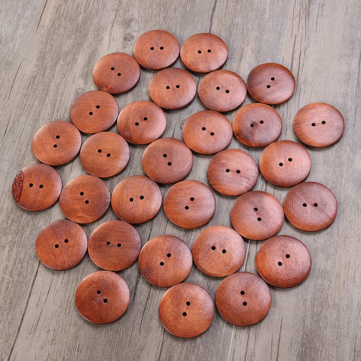 30PCS 40MM Round Sag Two Holes Pattern Decorative Buttons For Sewing Scrapbooking Crafts (Brown) wood buttons