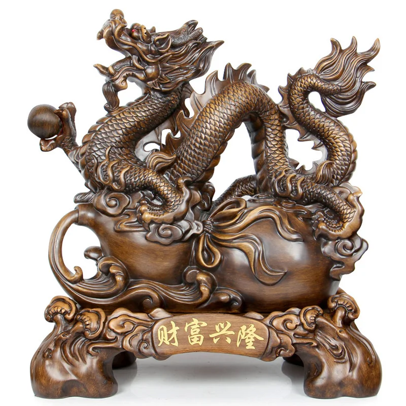 

Resin Crafts Home Decoration Feng Shui Products Chinese New Year Dragon Souvenirs Feng Shui Resin Wood Dragon Statue