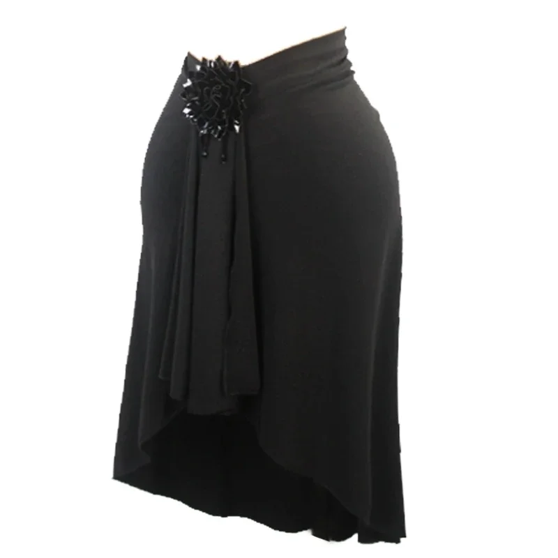 New Black Irregular Latin Dance Skirt Women Adult Practice Clothes Rumba Salsa Dance Clothes Latin Practice Clothing DNV20230