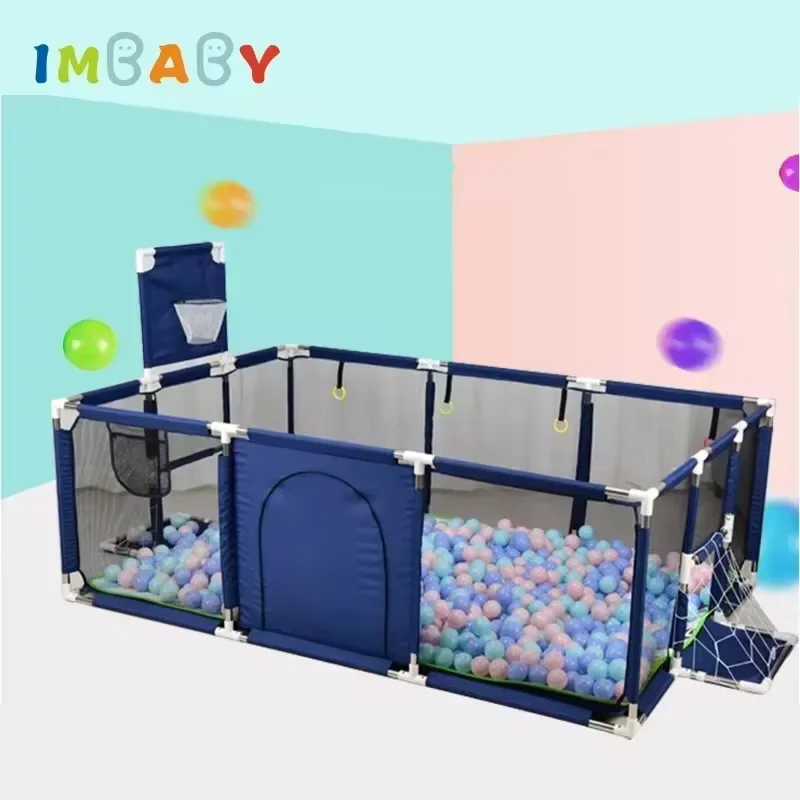 IMBABY-corralito para bebé, barrera de seguridad para niños, cerca para niños, PISCINA DE BOLAS secas para recién nacido, parque infantil con balón de baloncesto