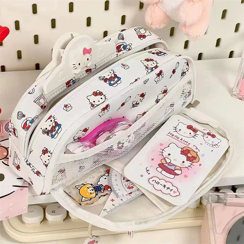 Sanrio Hello Kitty Pencil Case Cute Anime  Cartoon School Children Clamshell Large Capacity Fashion Pen Bag Holiday Gifts