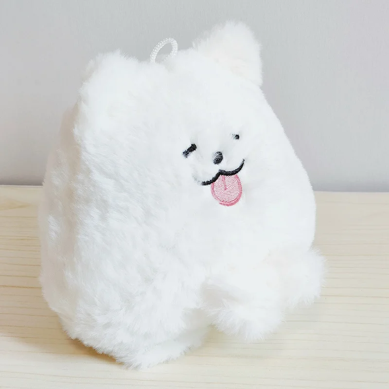 White Samoyed Puppy Dog Plush Pillow Kawaii Cartoon Animal Tongue Out Plushie Home Decor Gift