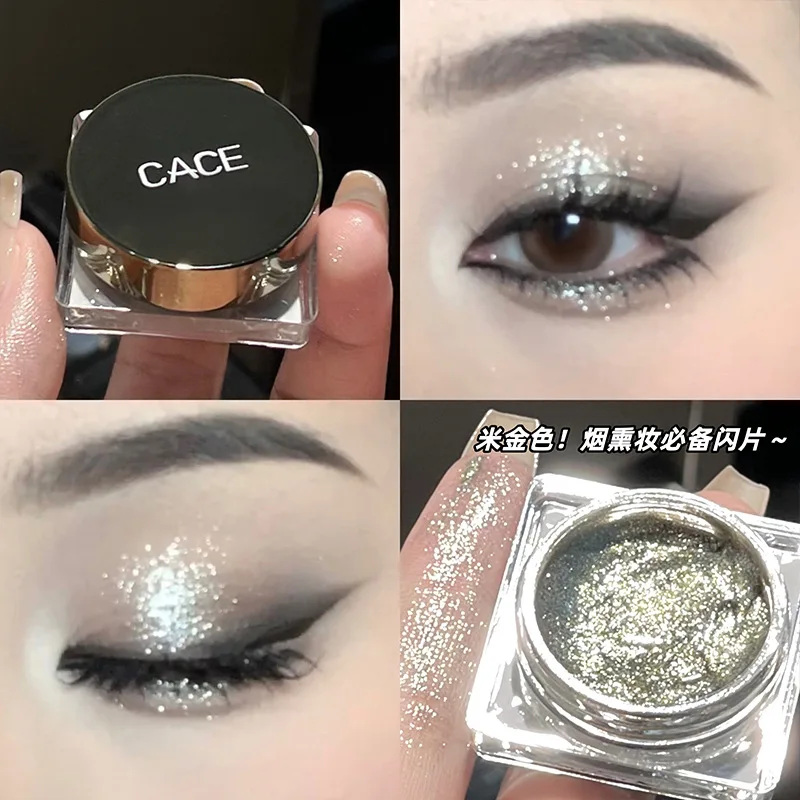 Paleta żelowych cieni do powiek Punk Glitter Smoky Black - metaliczna ciemnosrebrna mokra formuła i perłowe pigmenty, błyszczące kosmetyki
