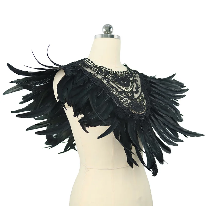 Gothic Feather Cloak Shawl Fake Collar White Christmas Ball Performance Vest Shawl Accessories Decoration