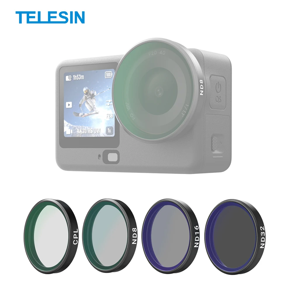 

Набор фильтров TELESIN для DJI Osmo Action 6: CPL, ND8, ND16, ND32, UV, VND2-32, многослойное стекло с покрытием