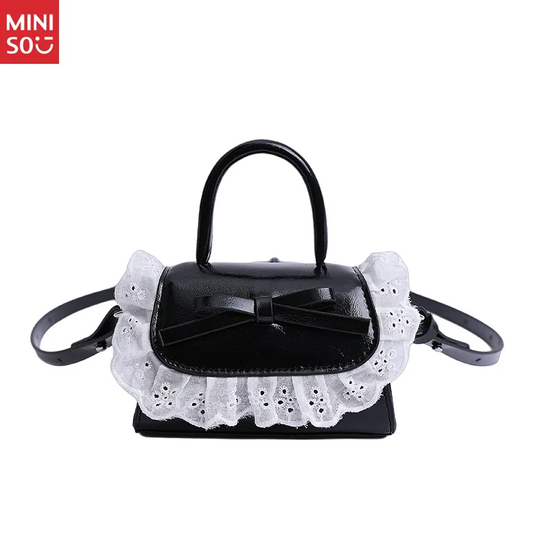 Miniso Square Bow Purse for Girls, Chic Mini Crossbody Bag for Kids