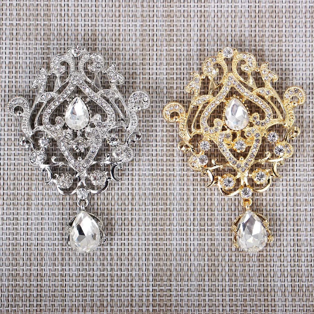 

Rhinestone Crown Brooch Golden Crystal Fashion Charm Pin Wedding Party Coat Scarf Clip Elegant Chic Women Brooch Accessory