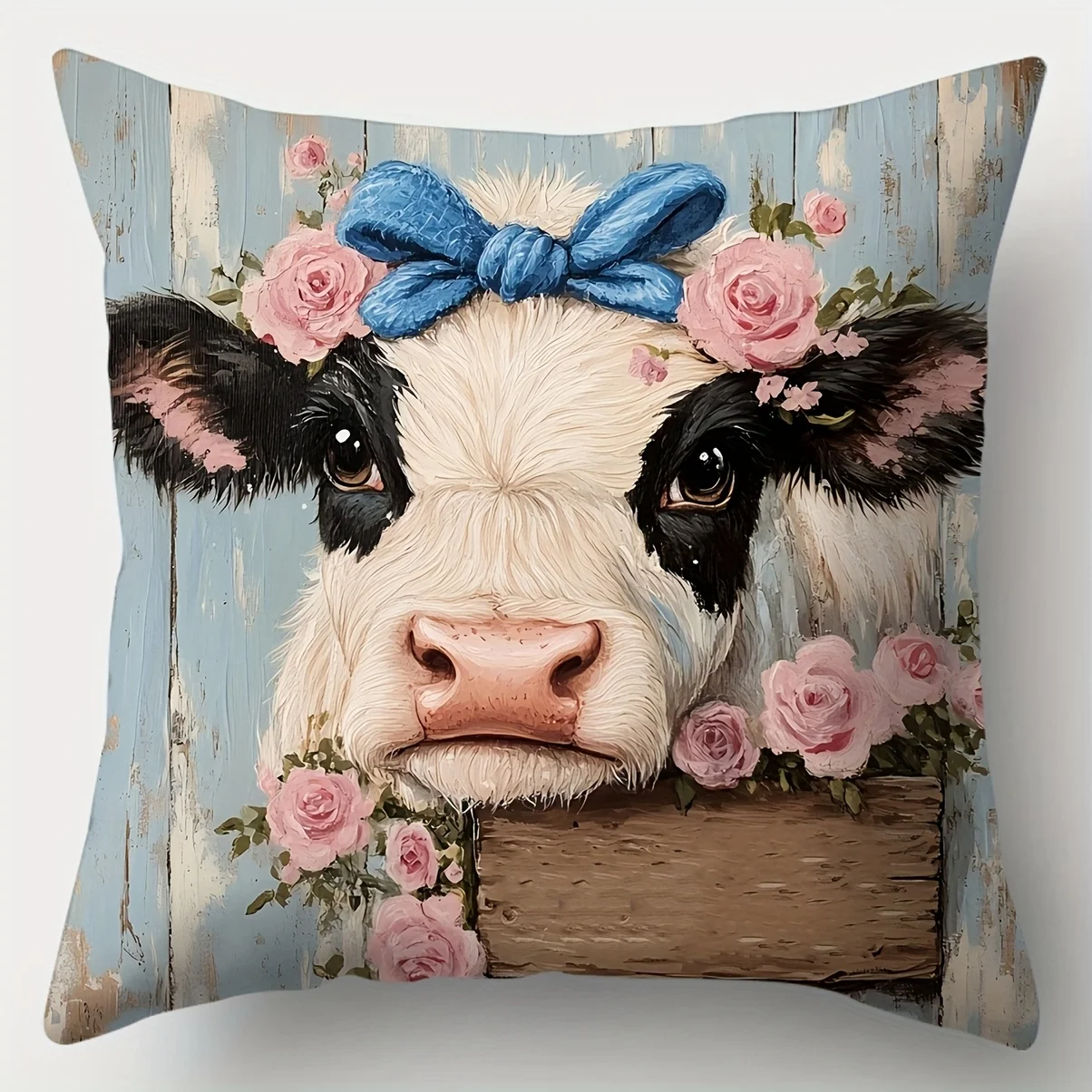 Retro Farm Dairy Cow Theme digital printing pillow cover Short plush Suitable living rooms bedrooms sofas throw cushion cover