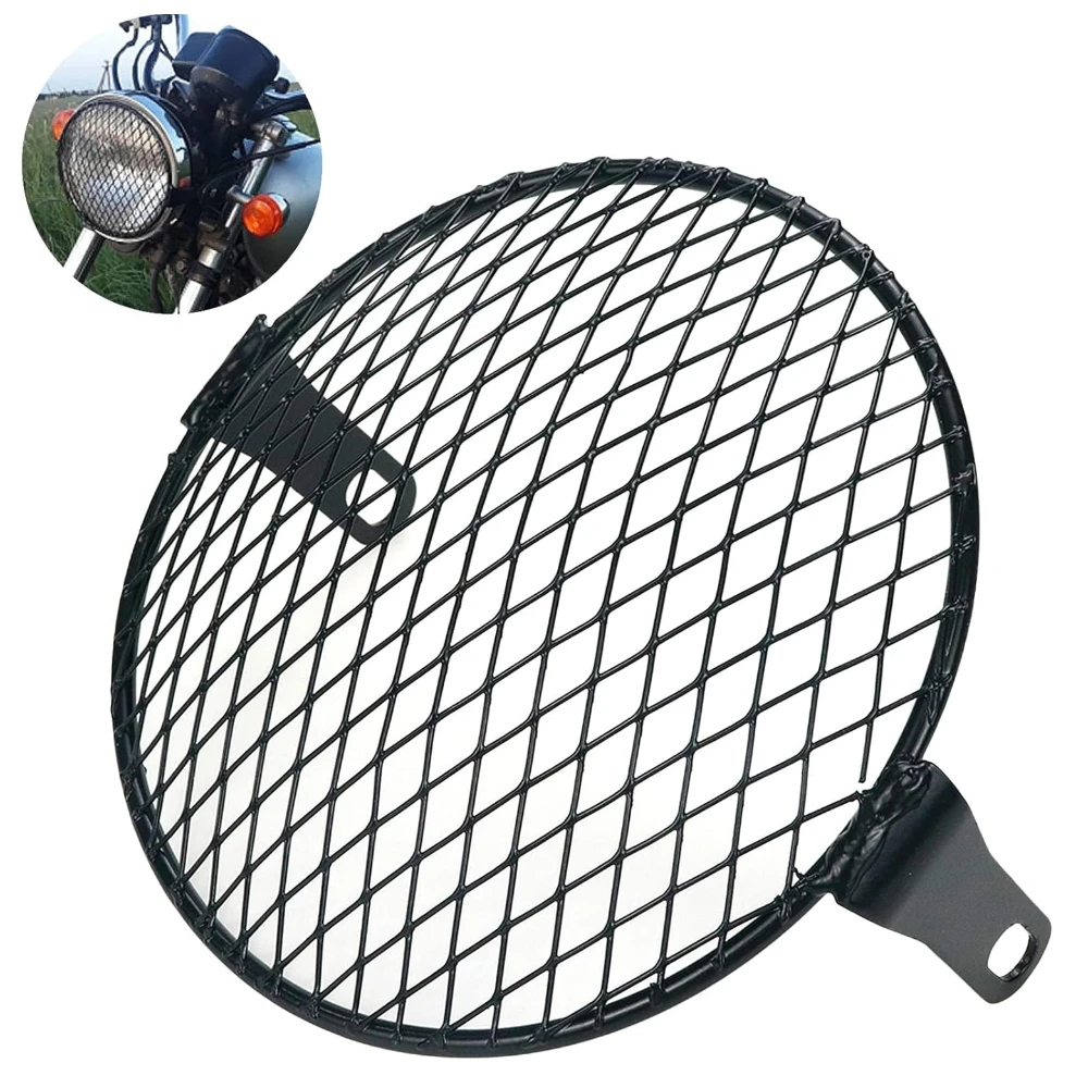 

6-Inch Iron Mesh Grill Cover Motorcycle Headlight Cover Headlamp Protector Guard Vintage Decoration