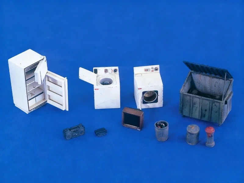 Kit ensamblado de modelo de resina fundida a escala 1/35, artículos para el hogar modernos de los años 50, modelo de escena Diorama sin montar y sin pintar