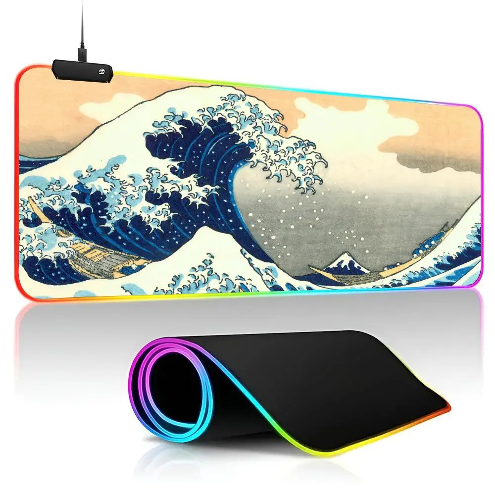 Thirty-six Views of Mount Fuji     Mouse Pad  game RPG 40x90cm Mouse Mat Gaming Mousepads LED Keyboard Mats Luminous Desk Pads M