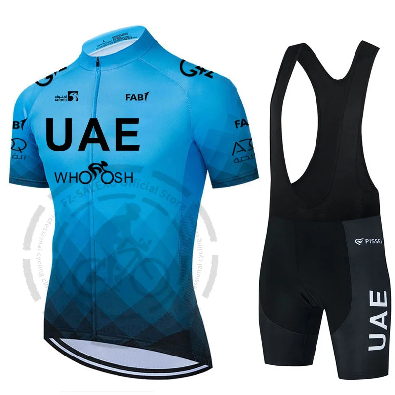 Uae Team Cycling Jersey Set Men Summer Fluorescent Green Bike Set MTB Ropa Ciclismo Short Sleeve Bicycle Shirts Maillot Clothing