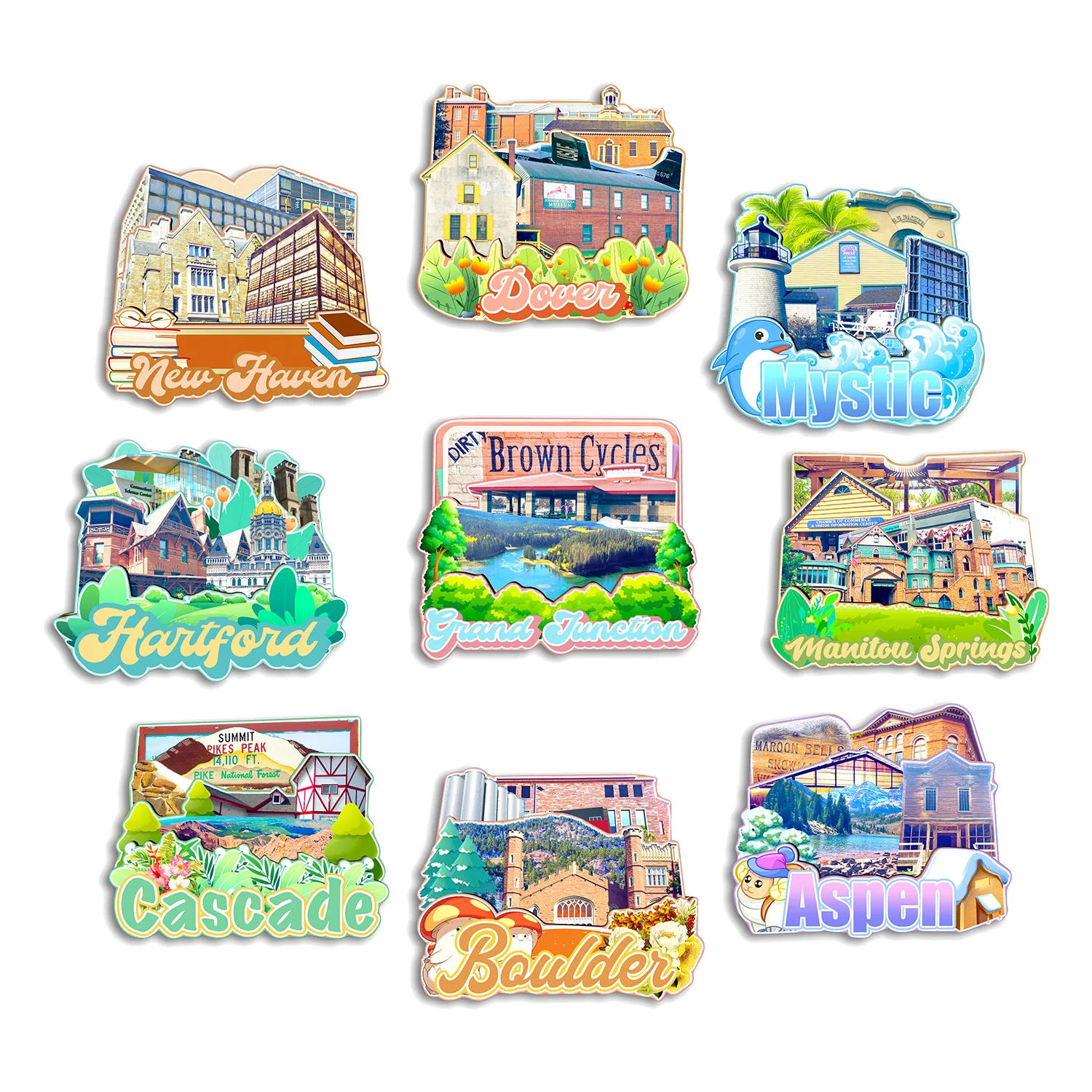 

Grand Junction Aspen Boulder Cascade Manitou Springs Hartford New Haven Mystic Colorado USA Fridge Magnet Travel Souvenir Gift
